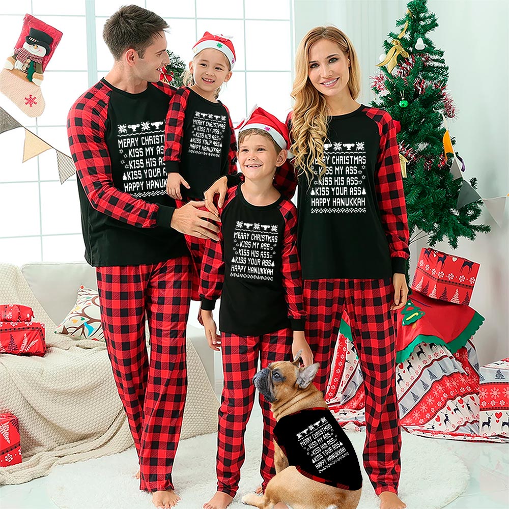 Menorah Pajamas Merry Xmas And Happy Hanukkah Black