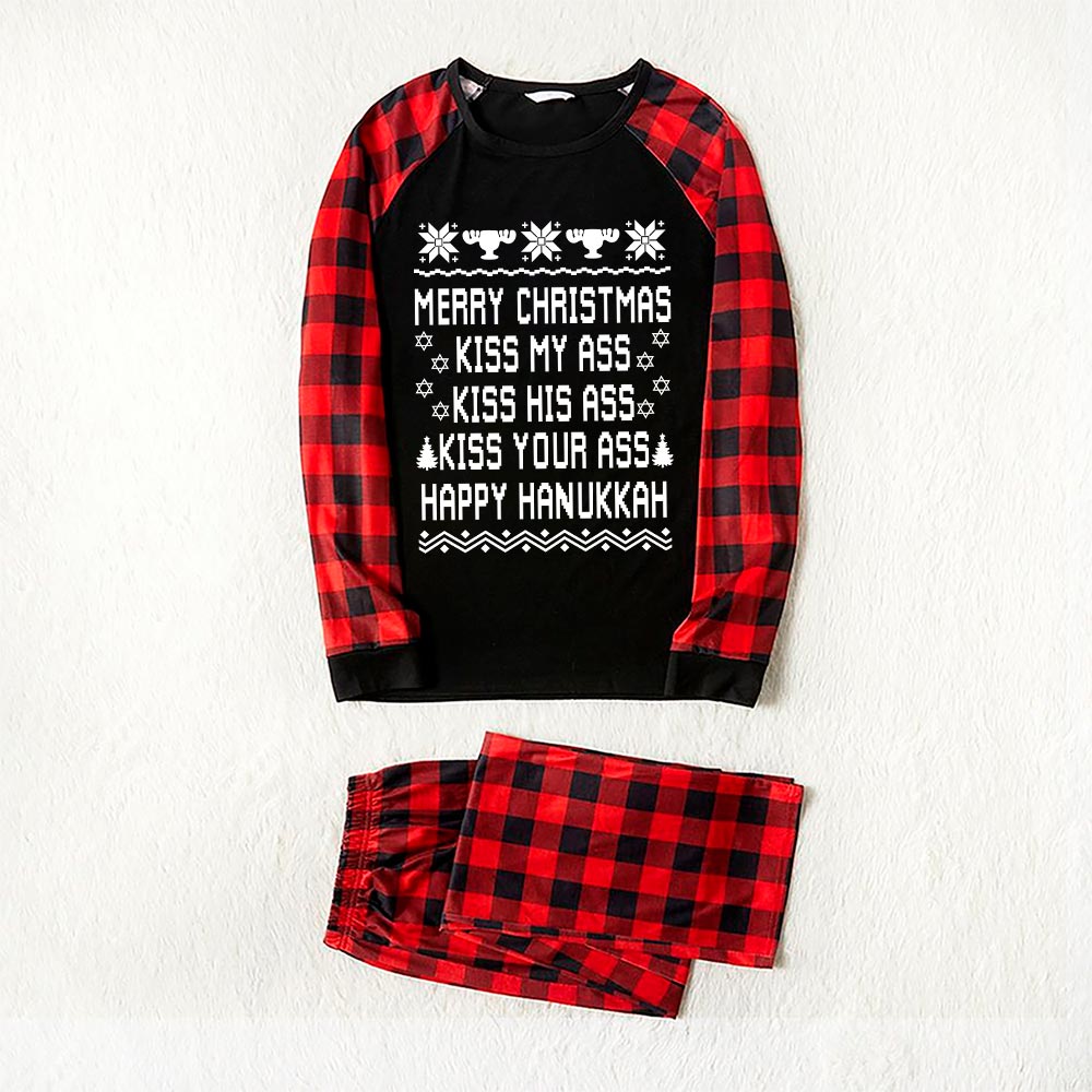 Menorah Pajamas Merry Xmas And Happy Hanukkah Black