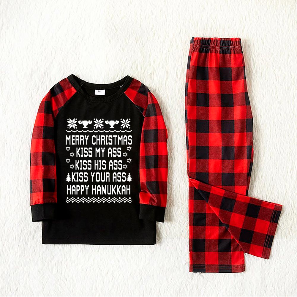 Menorah Pajamas Merry Xmas And Happy Hanukkah Black