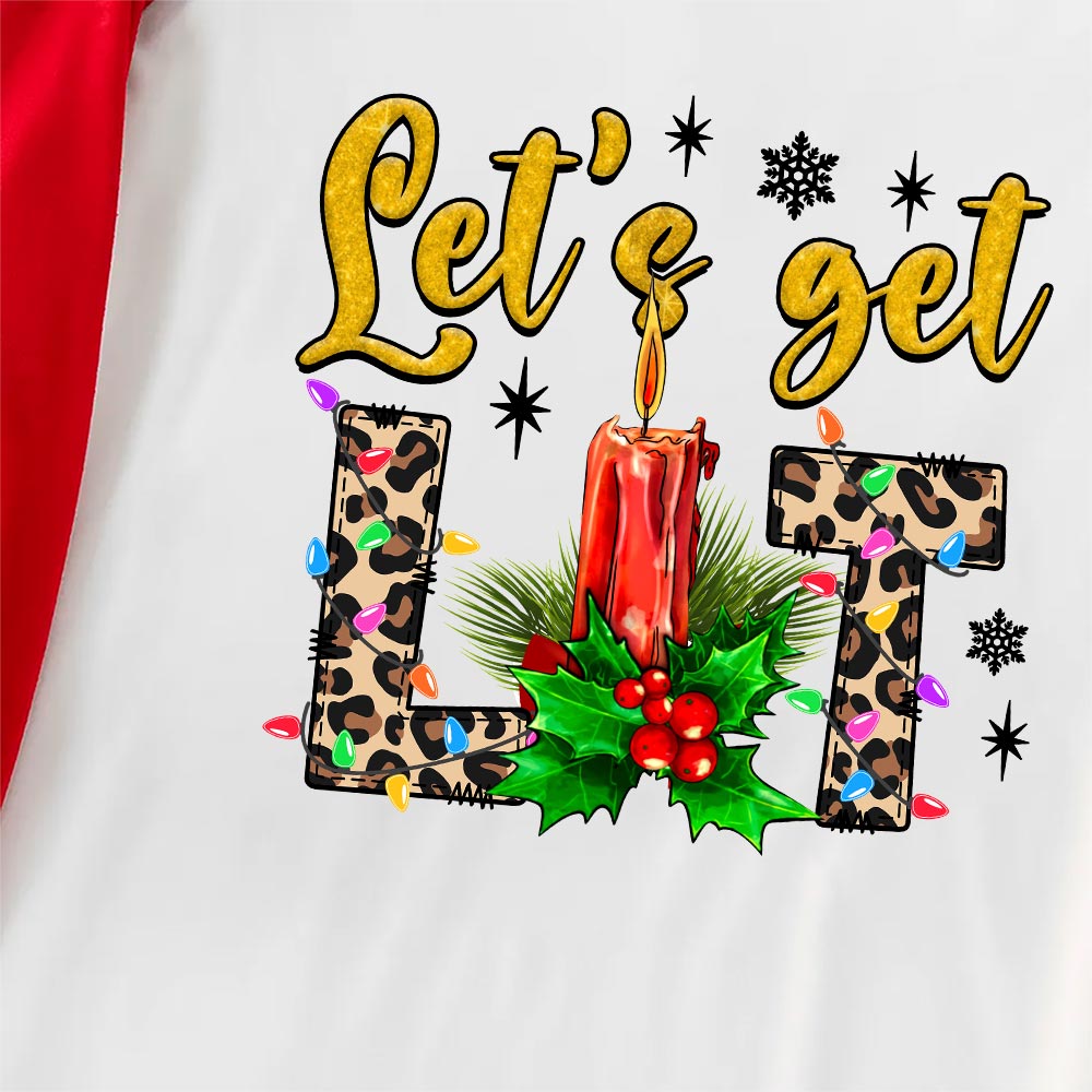 Christmas Pajamas For A Family Let's Get Lit Red