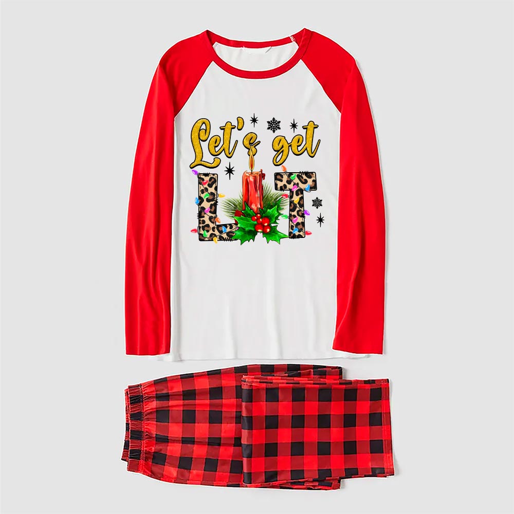 Christmas Pajamas For A Family Let's Get Lit Red