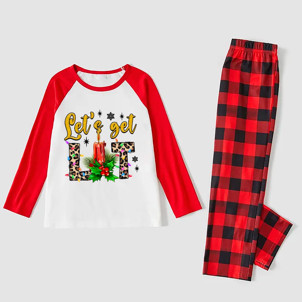 Christmas Pajamas For A Family Let's Get Lit Red
