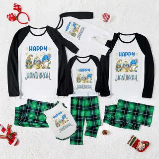 Unique Hanukkah Pajamas Family Gnomes Green Plaid