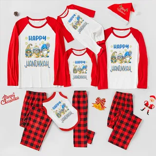 Hanukkah Gnomes Matching Family Pajamas Red White