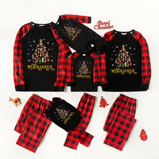 Christmas Family Matching Pj Nutcracker Xmas Tree Black And Red