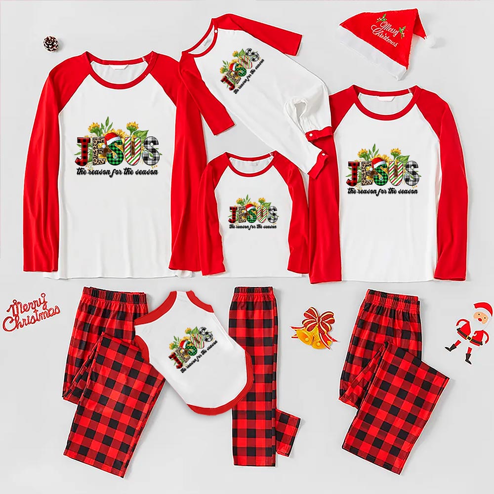 Christmas Matching Pj Sets Jesus The Reason For The Season Red White