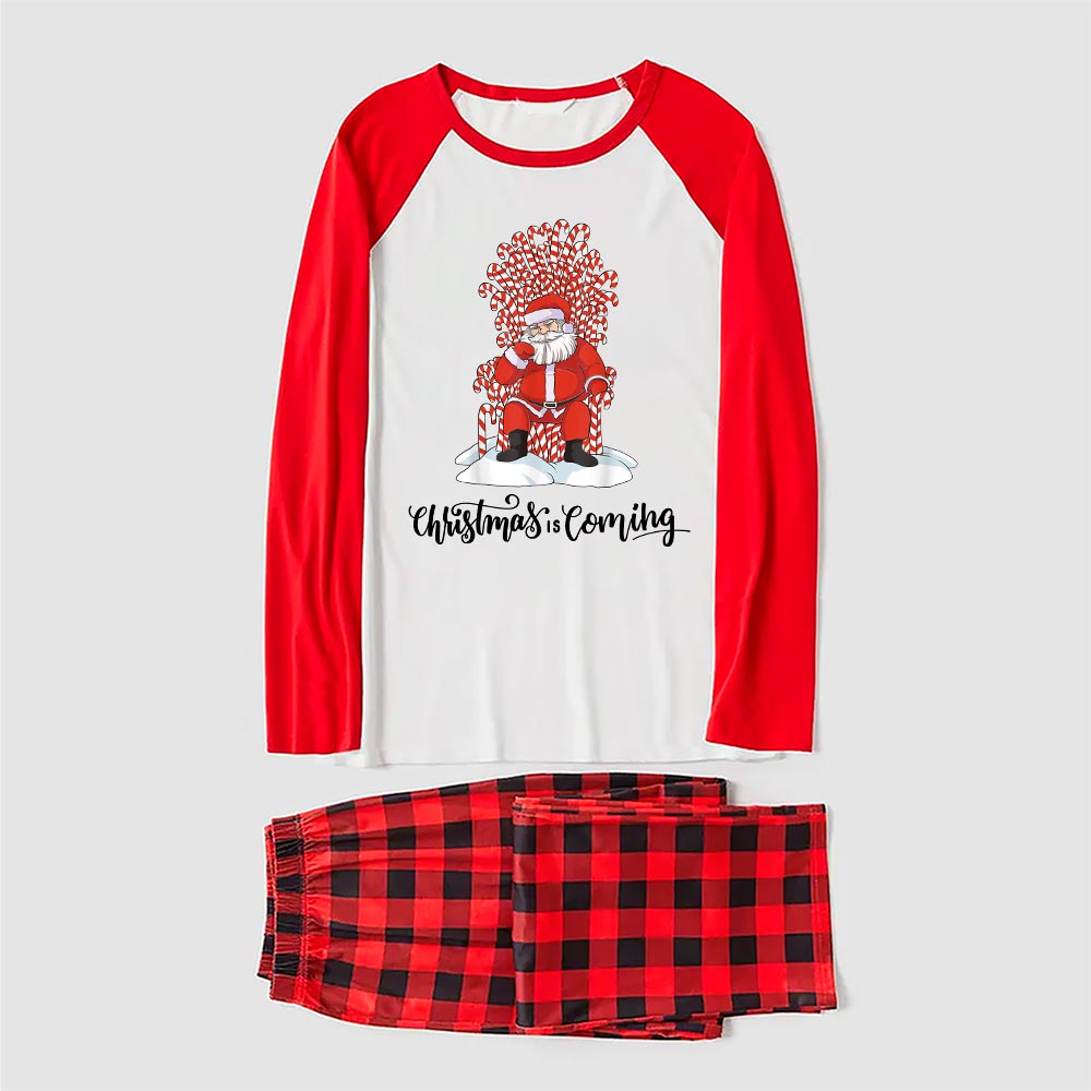 Fun Santa Family Xmas Pajamas Candy Cane Red Plaid
