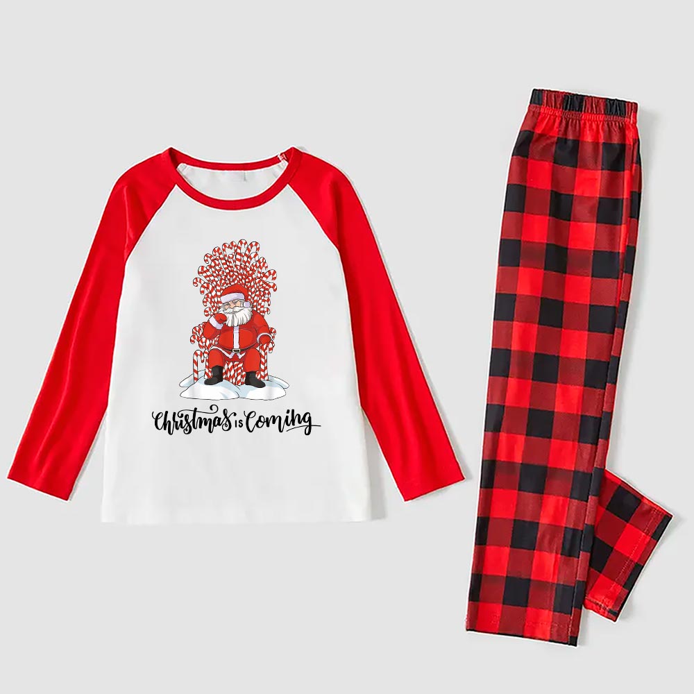 Fun Santa Family Xmas Pajamas Candy Cane Red Plaid