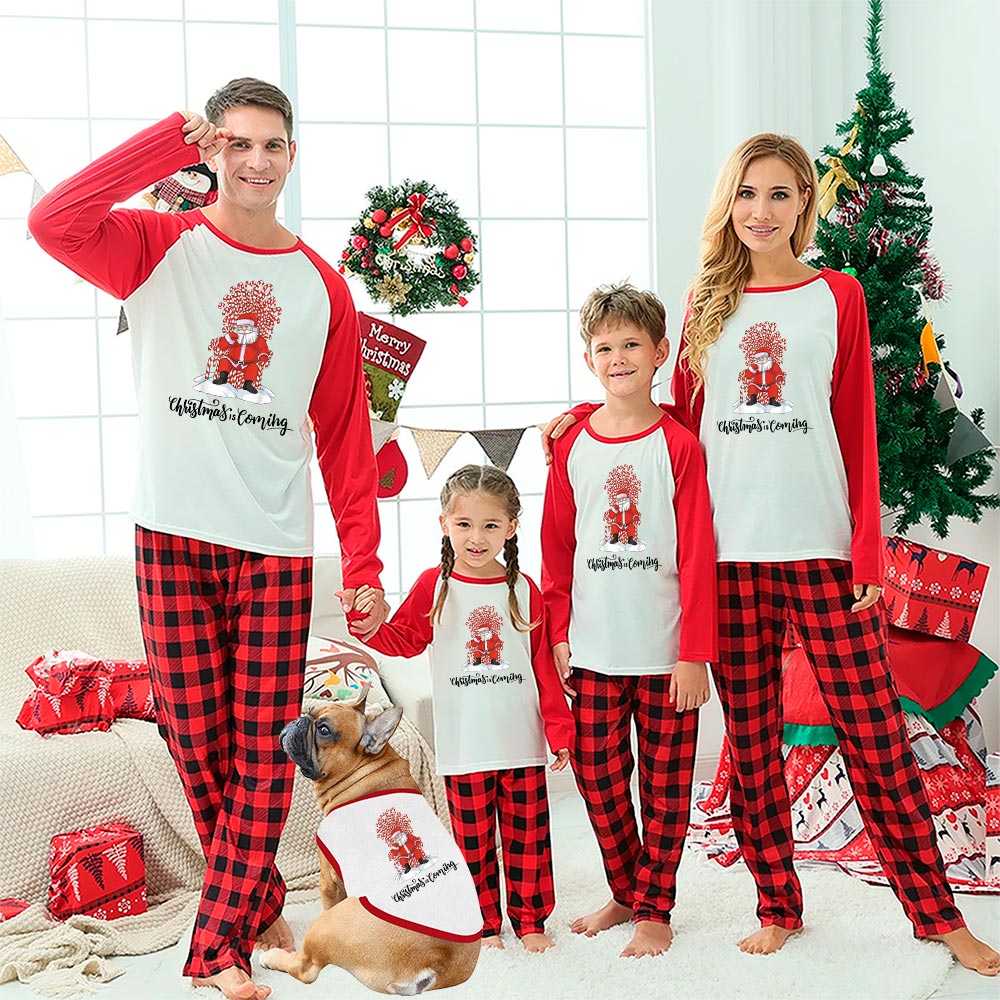 Fun Santa Family Xmas Pajamas Candy Cane Red Plaid