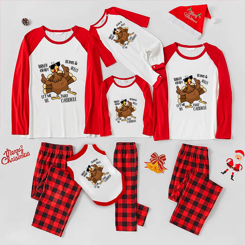 Thanksgiving Turkey Pajamas Matching Family Red And White - variant image 1