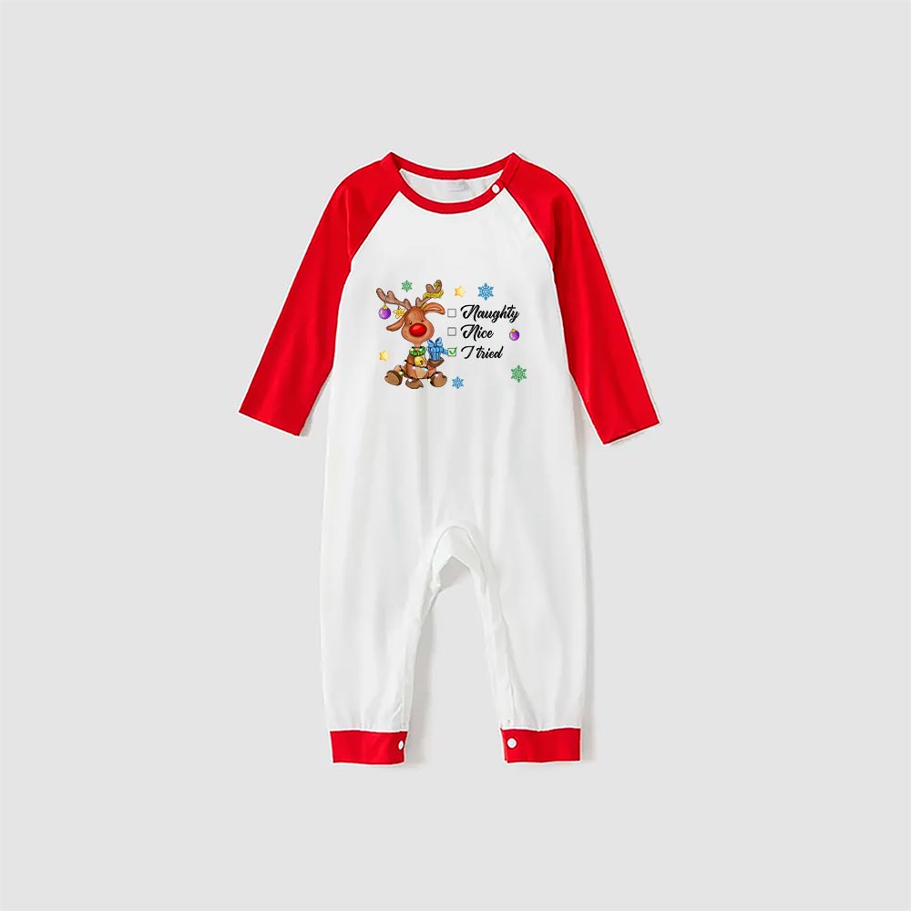 Reindeer Owner And Dog Pajamas Nice Or Naughty Red White