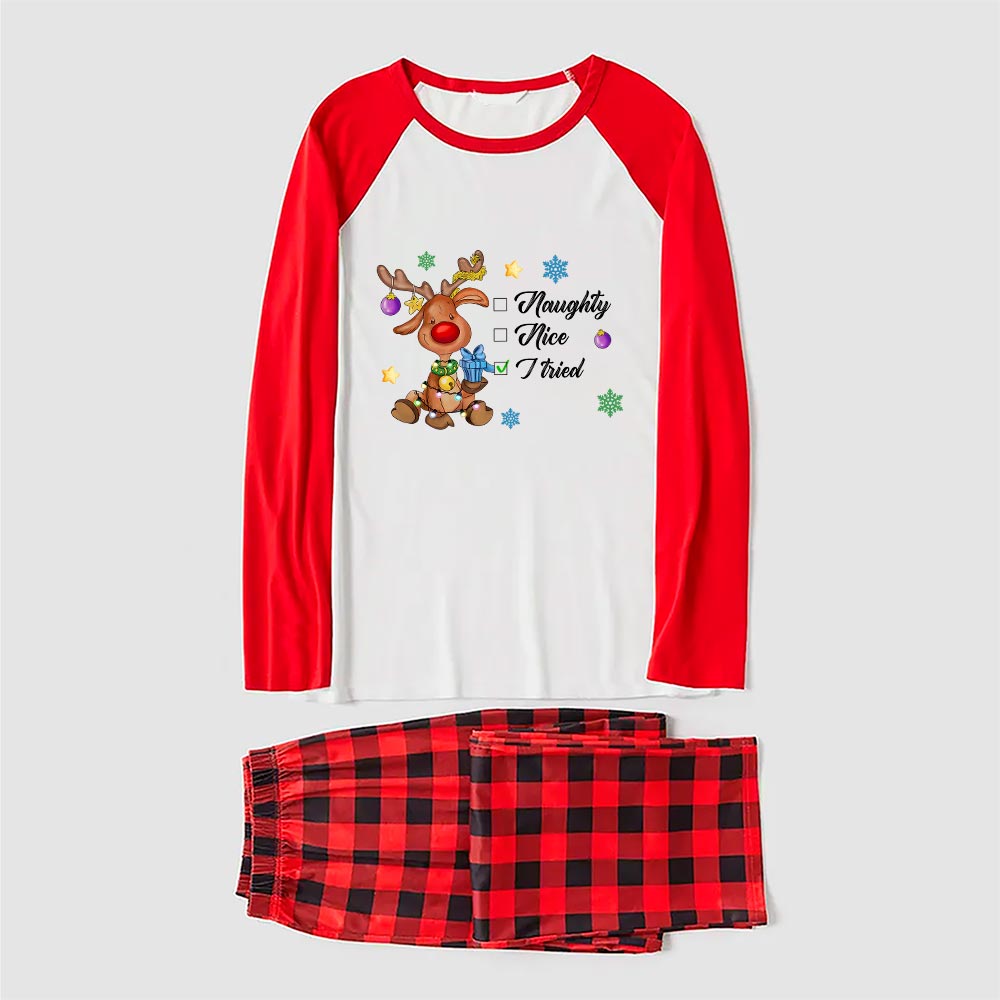 Reindeer Owner And Dog Pajamas Nice Or Naughty Red White