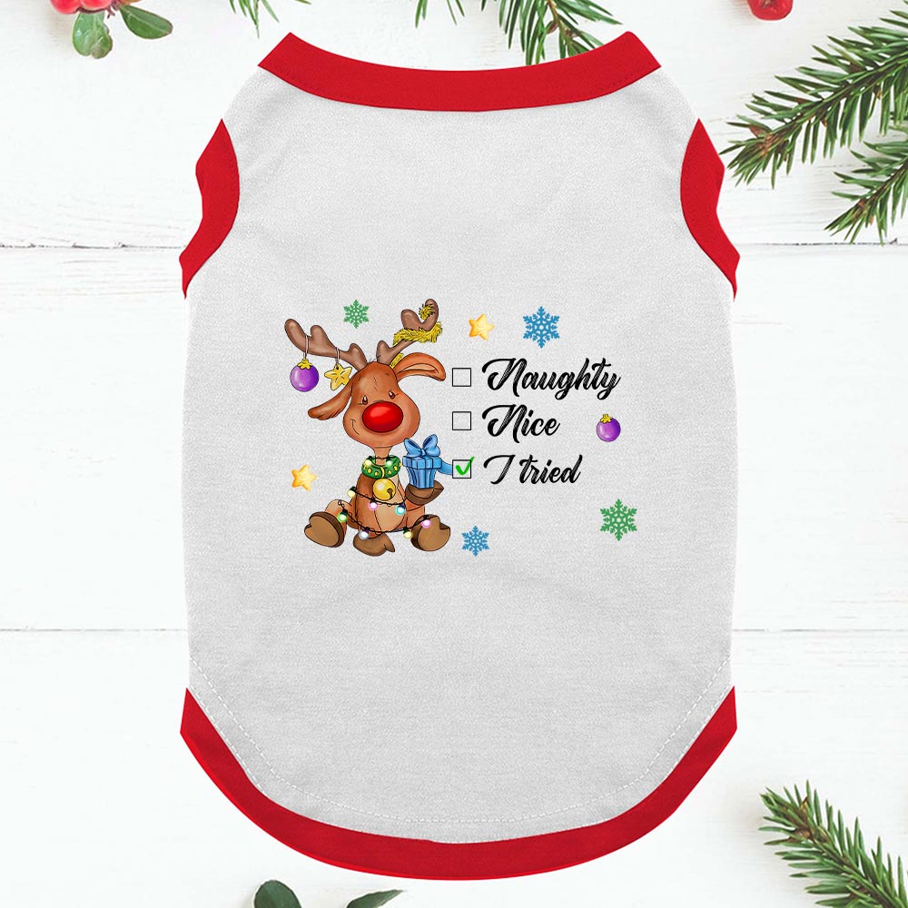 Reindeer Owner And Dog Pajamas Nice Or Naughty Red White