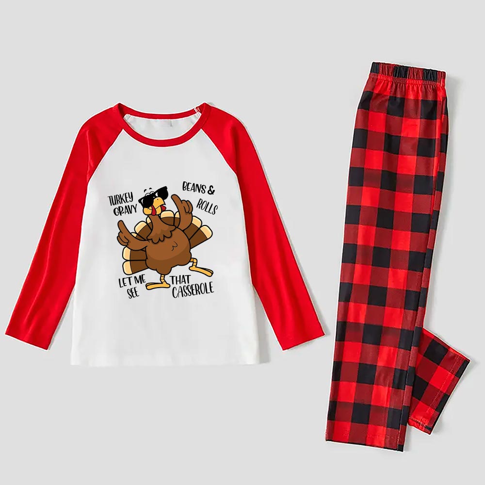 Thanksgiving Turkey Pajamas Matching Family Red And White
