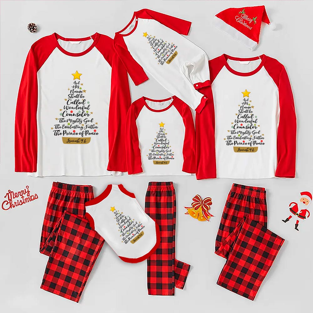 Match Family Christmas Pajamas Nativity Xmas Tree Red Plaid - variant image 1