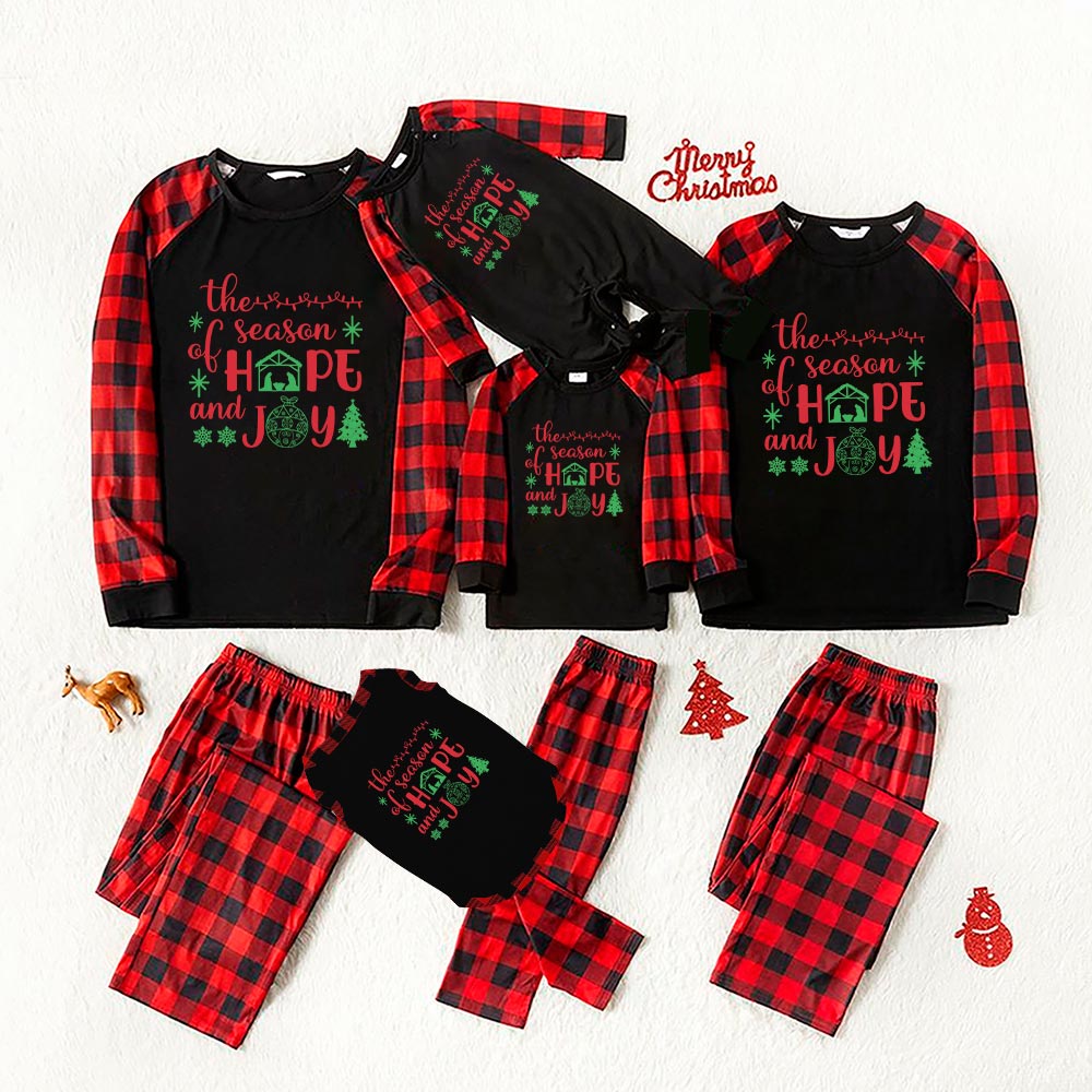 Jesus Christmas Pjs Family Set The Reason Of Hope And Joy Black Red - variant image 1