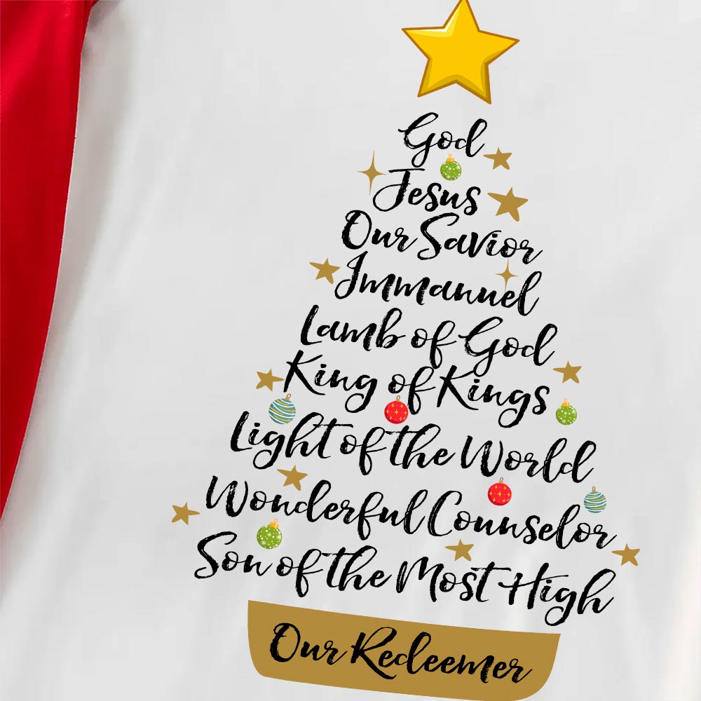 Family Set Christmas Pajamas Christian Xmas Tree Red White