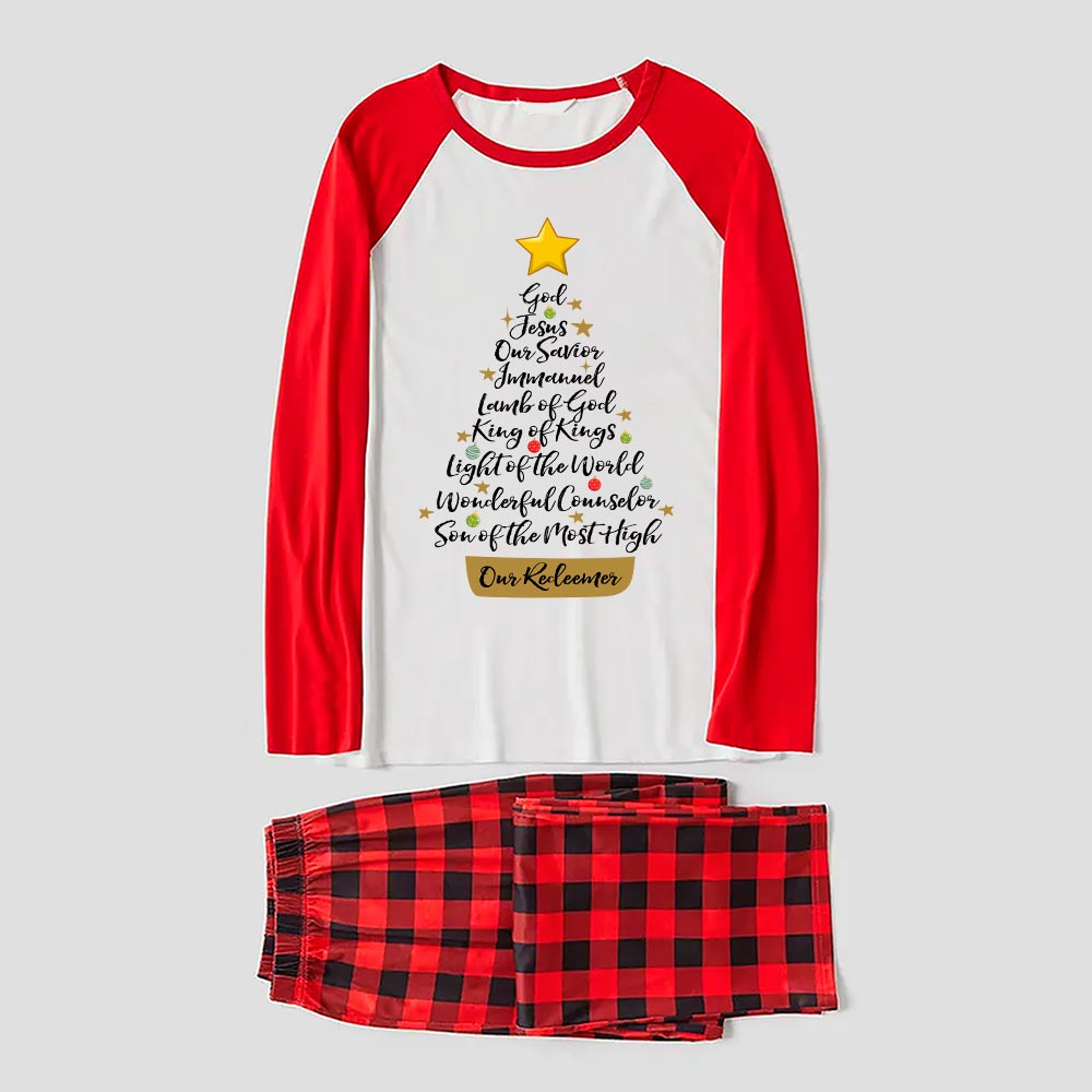 Family Set Christmas Pajamas Christian Xmas Tree Red White