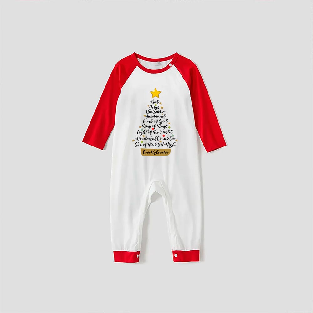 Family Set Christmas Pajamas Christian Xmas Tree Red White