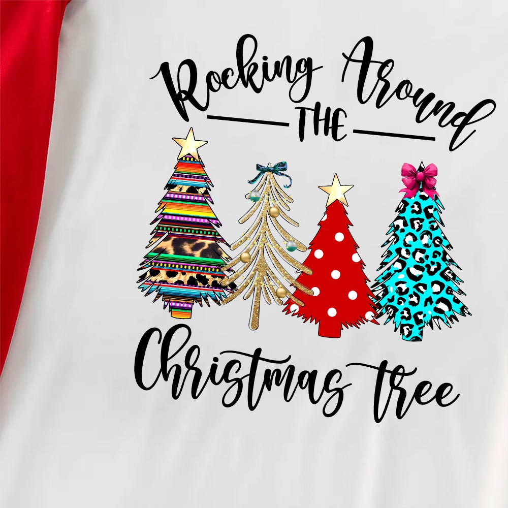 Christmas PJs Family Rocking Around The Xmas Trees Red