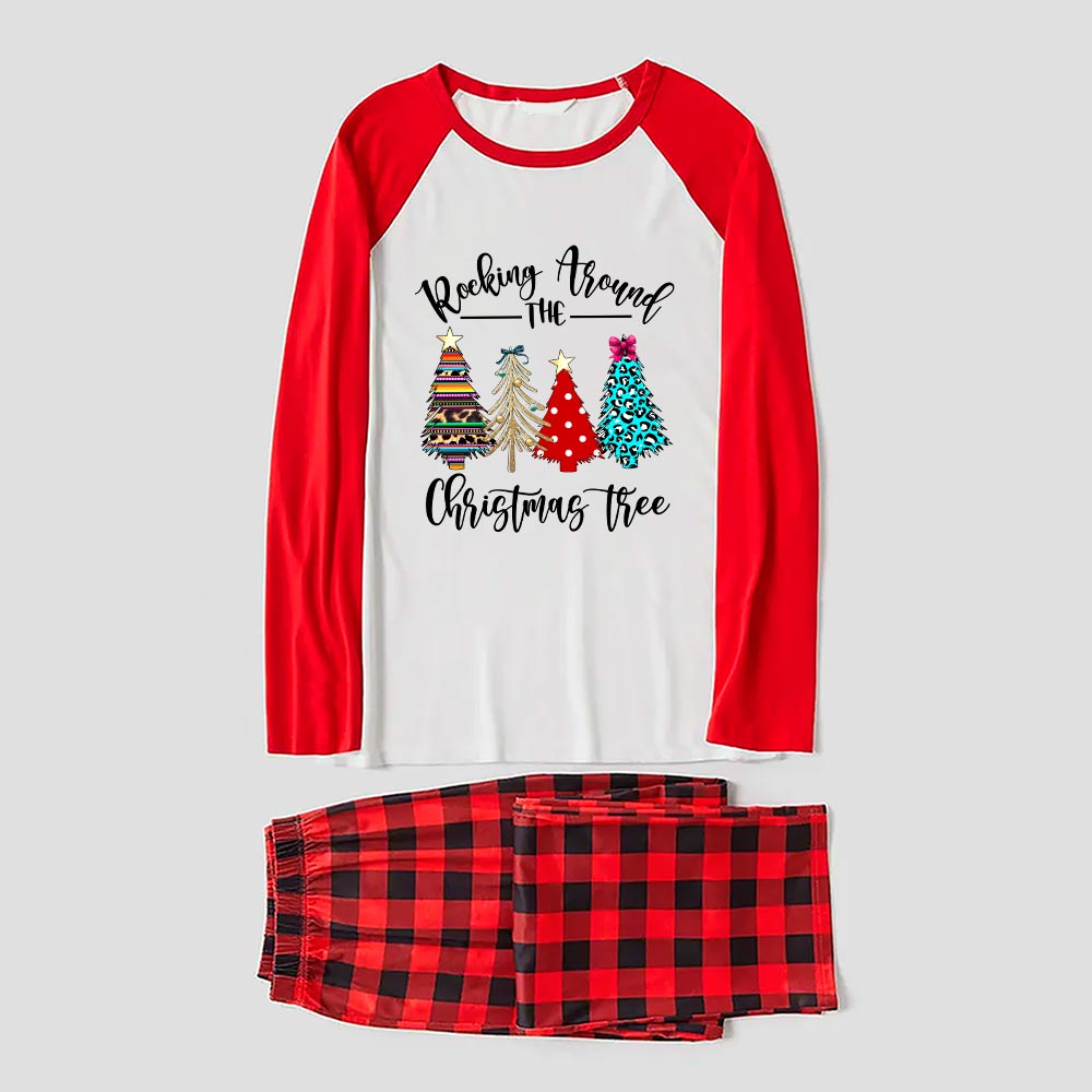 Christmas PJs Family Rocking Around The Xmas Trees Red