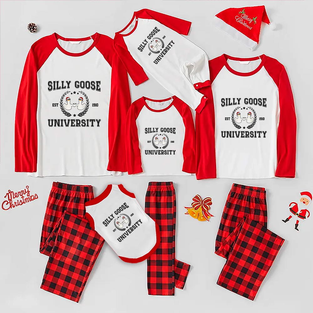 Funny Goose Friends Christmas PJs Matching Sets Red White