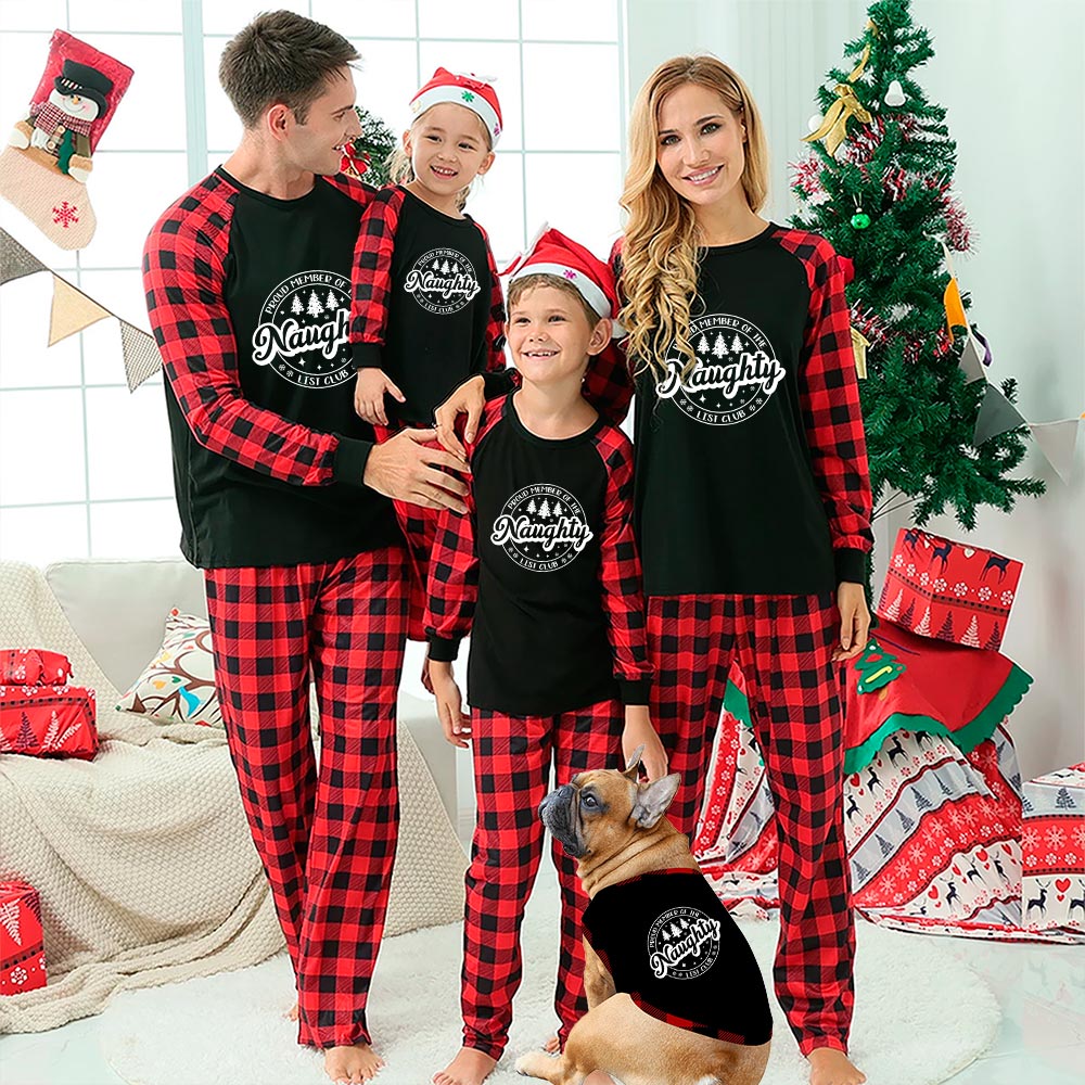 Holiday PJ Sets Saying Naughty List Club Black Red - variant image 1
