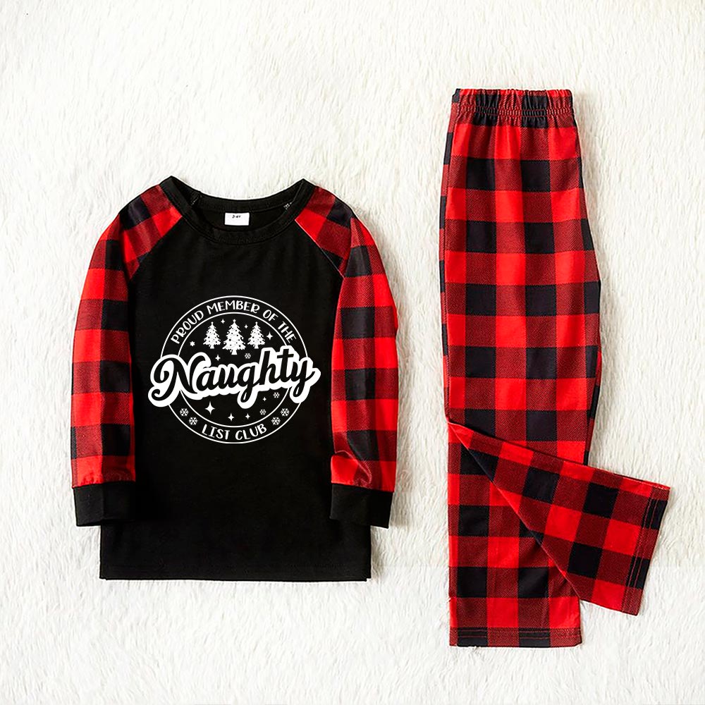 Holiday PJ Sets Saying Naughty List Club Black Red