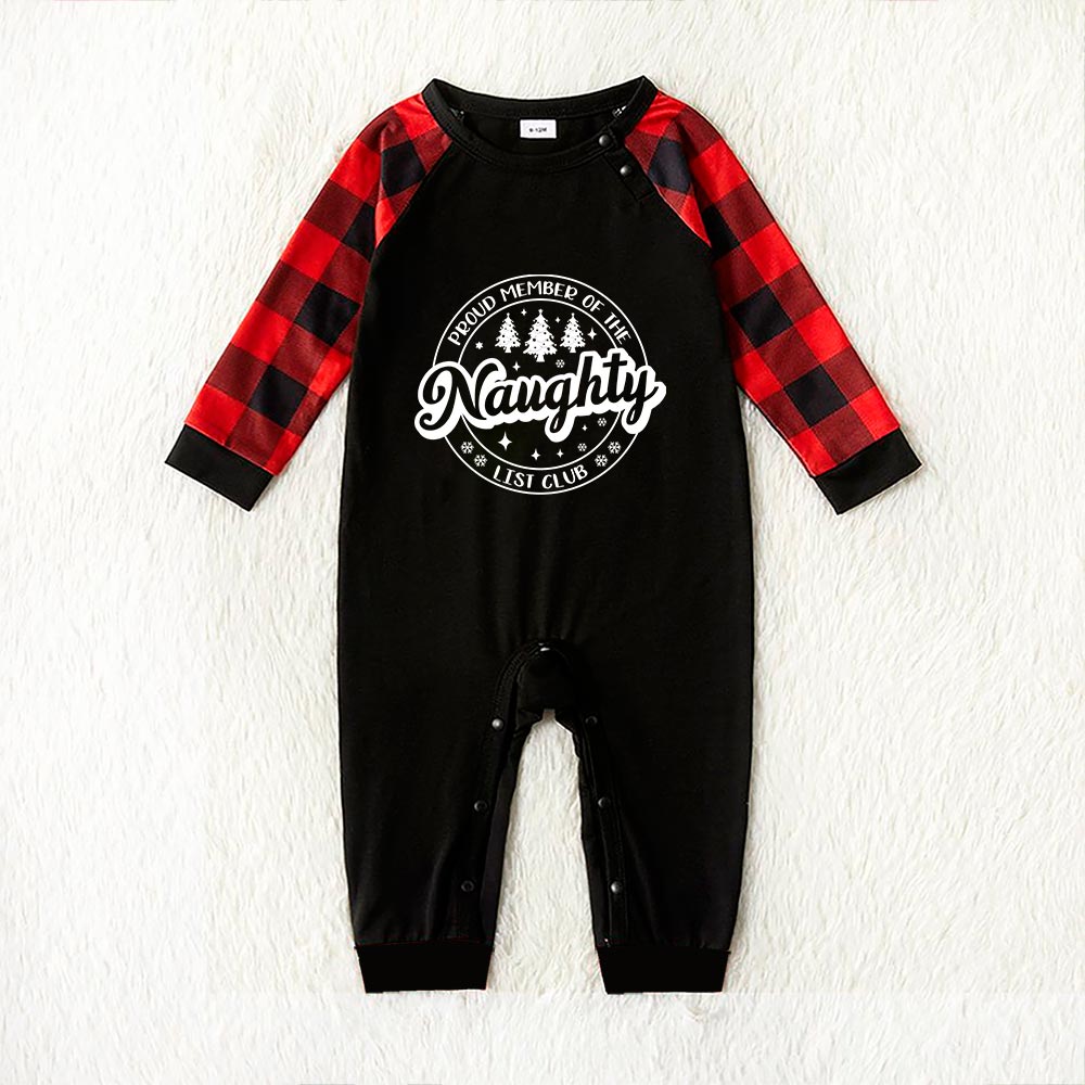 Holiday PJ Sets Saying Naughty List Club Black Red