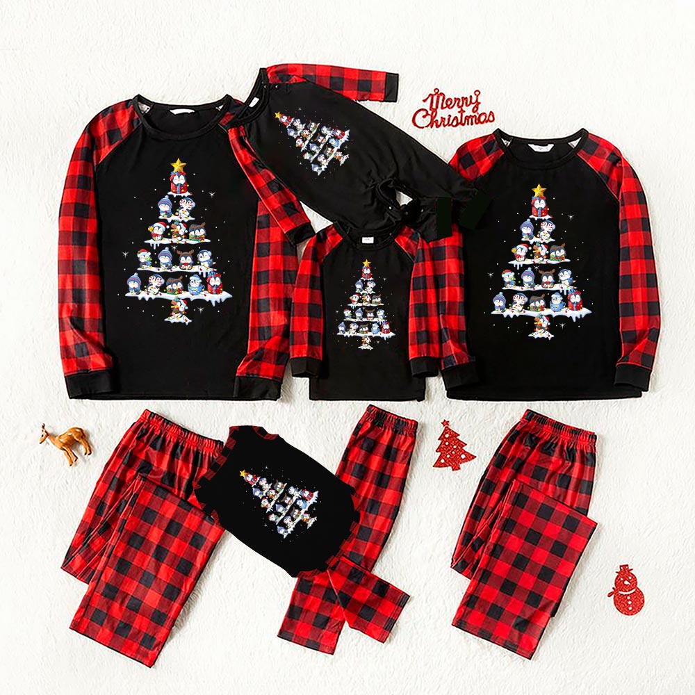 Penguin Pyramid Cute Matching Christmas Pajamas Black - variant image 1