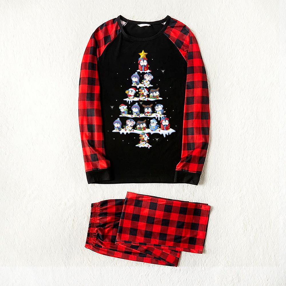 Penguin Pyramid Cute Matching Christmas Pajamas Black