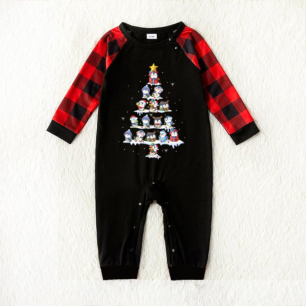 Penguin Pyramid Cute Matching Christmas Pajamas Black