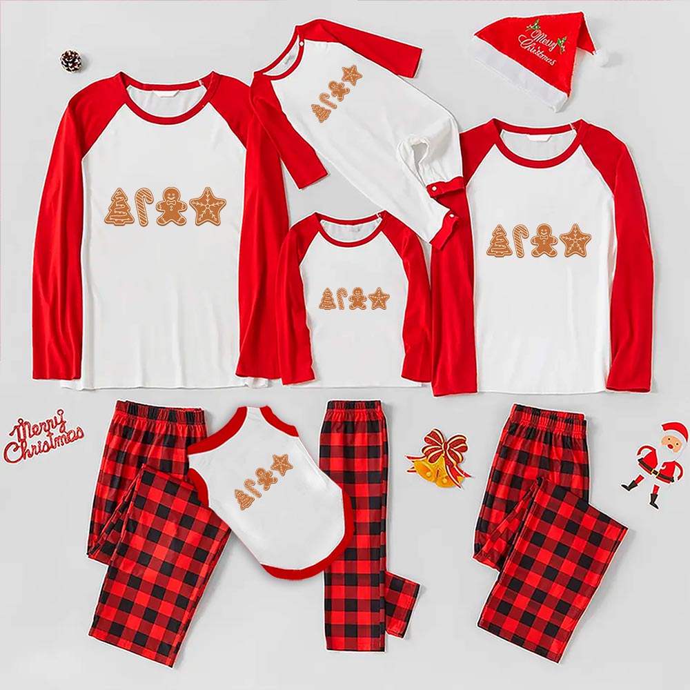 Matching Gingerbread Cookie Christmas Pajamas Whole Family Red