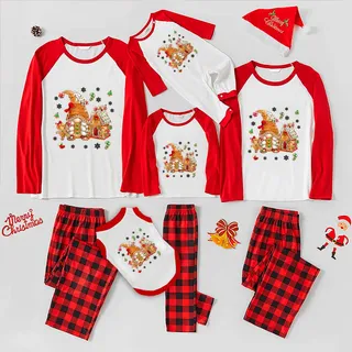 Funny Gnome Christmas Jammies Family Gingerbread House Red