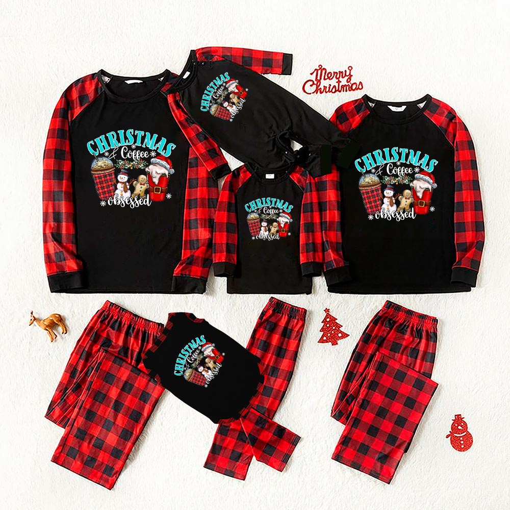 Holiday Coffee Obsessed Pajamas For The Family Black Red - variant image 1