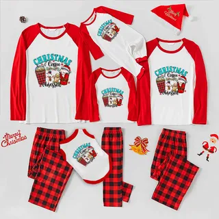 Family Pjs Christmas Coffee Obsessed Red And White