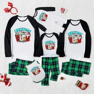 Matching Coffee Obsessed Pajamas Christmas Green White
