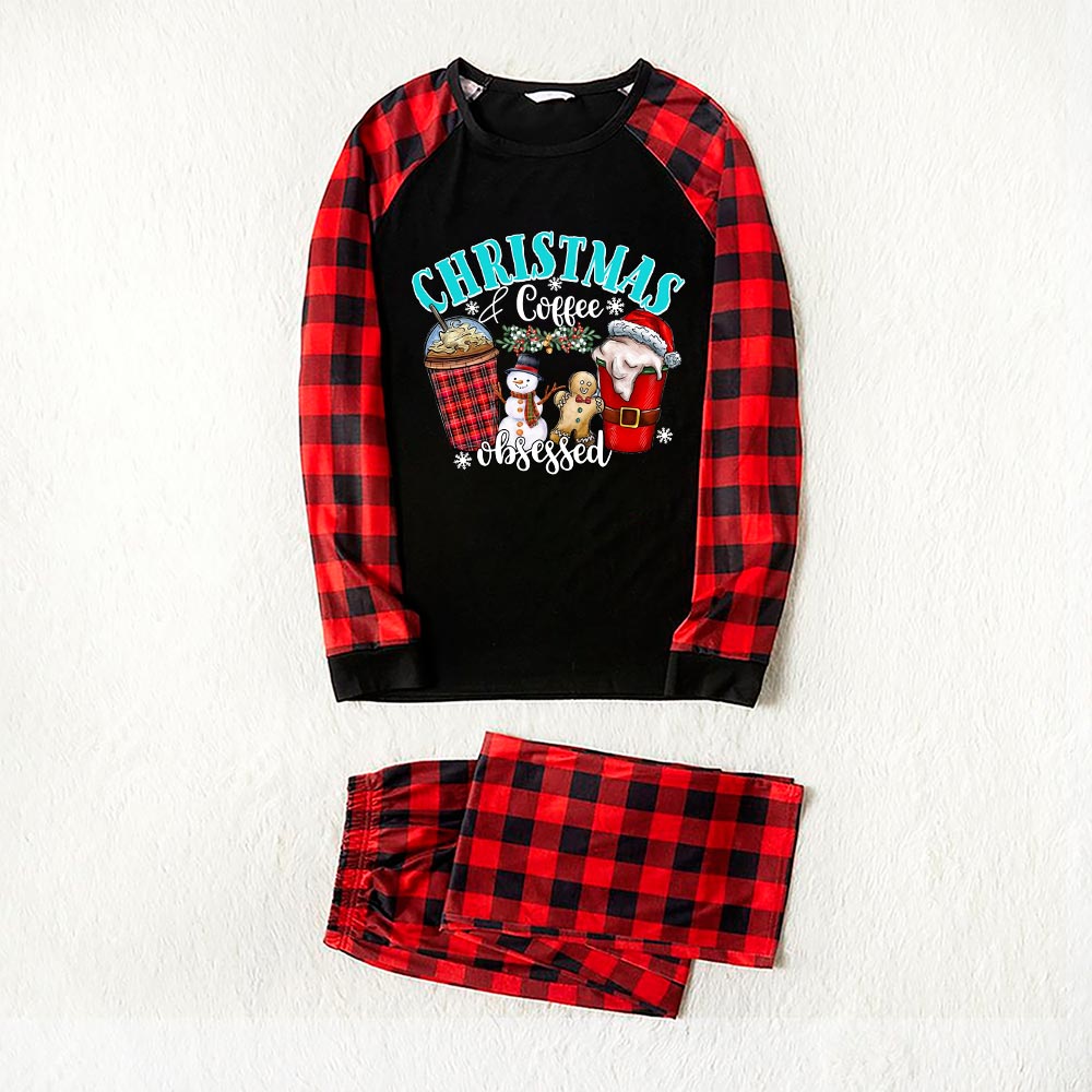 Holiday Coffee Obsessed Pajamas For The Family Black Red