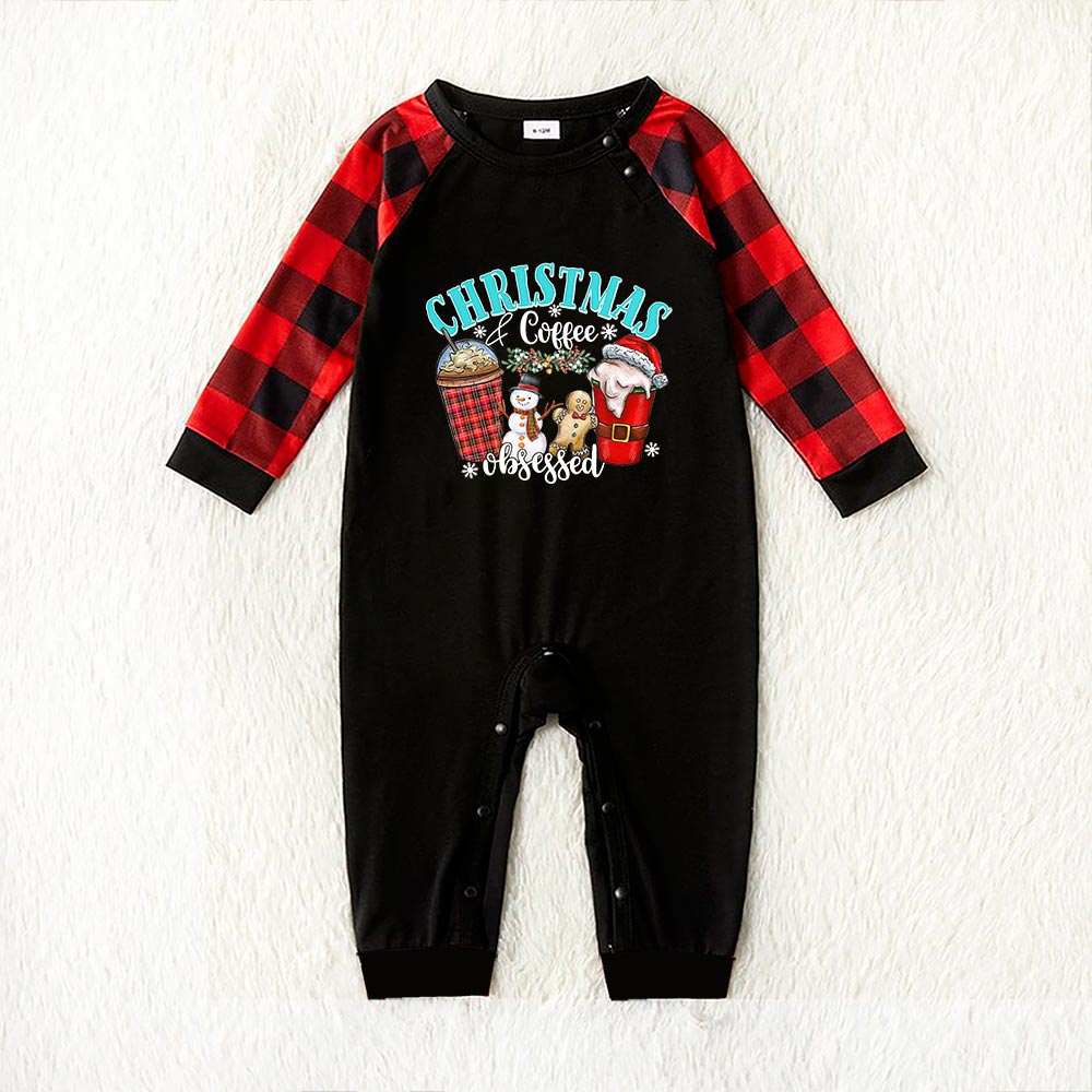 Holiday Coffee Obsessed Pajamas For The Family Black Red