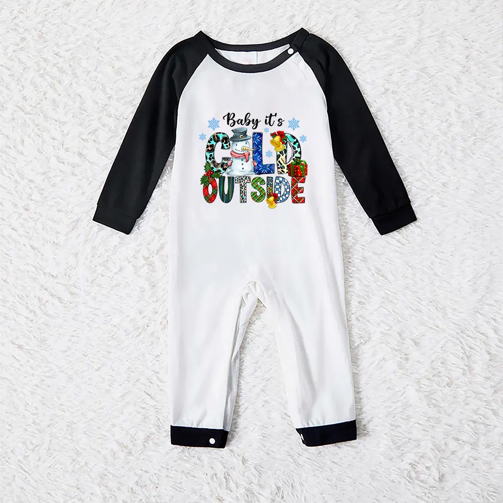 Snowman Xmas Family Pjs Baby It's Cold Outside Green