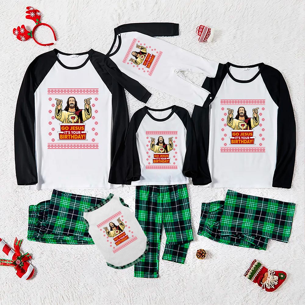 Family Pj Sets Christmas It's Jesus Birthday Green