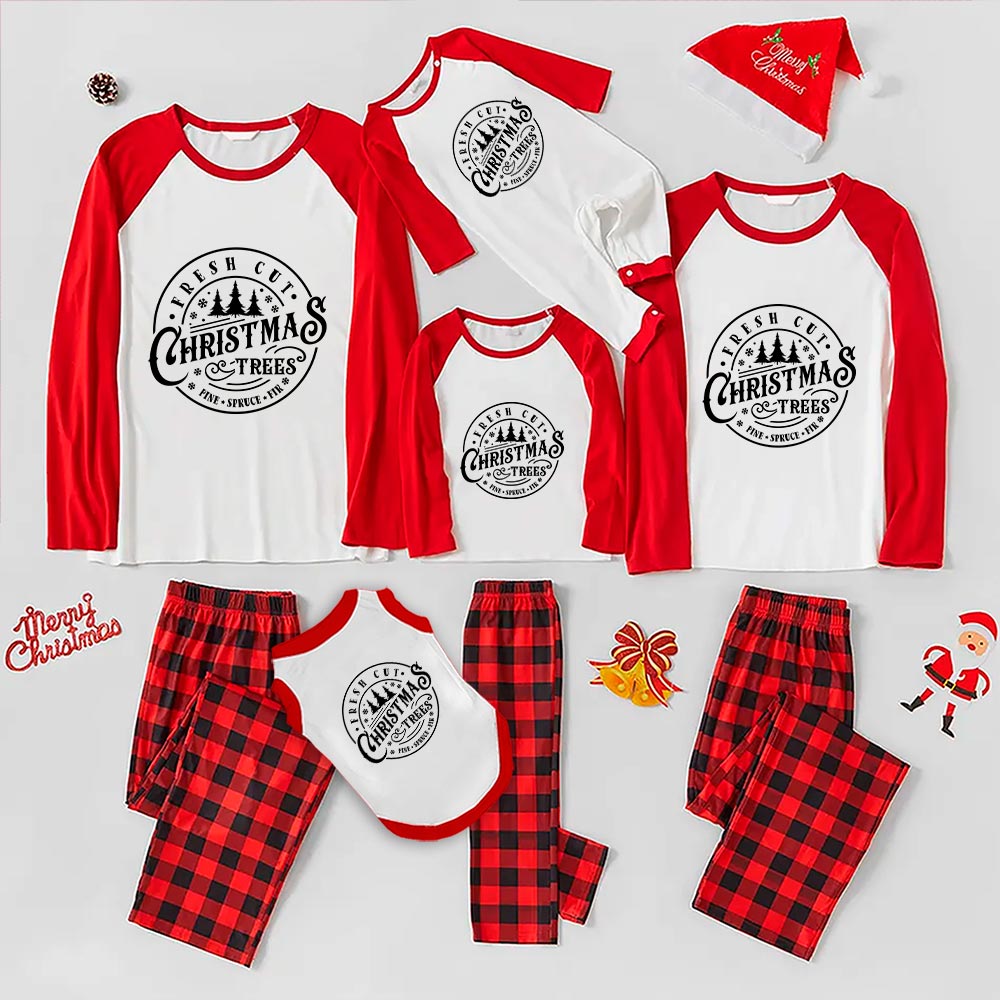 Plaid Family Christmas Pajamas Print Xmas Trees Red - variant image 1