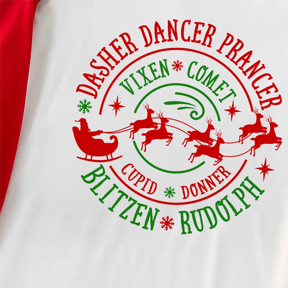 Matching Christmas Pj Santa Sleigh And Reindeer Red Plaid
