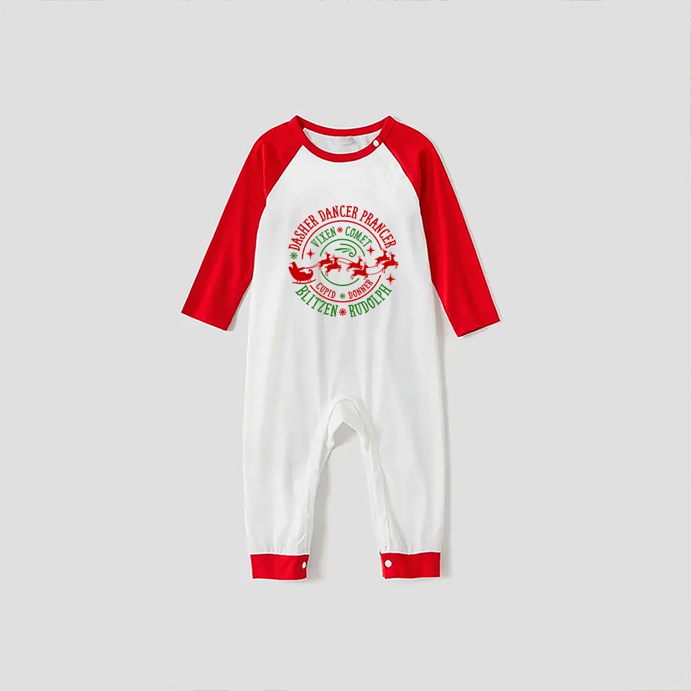 Matching Christmas Pj Santa Sleigh And Reindeer Red Plaid