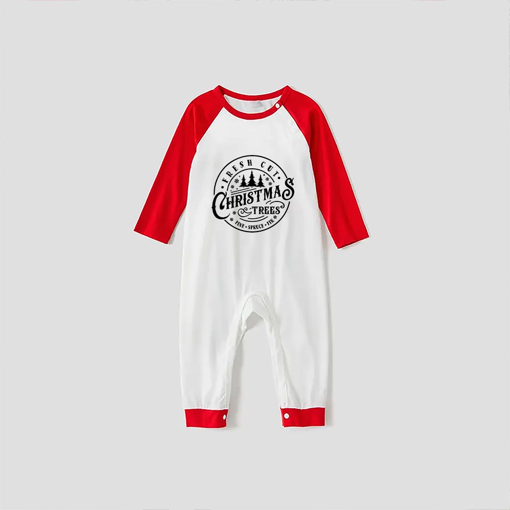 Plaid Family Christmas Pajamas Print Xmas Trees Red
