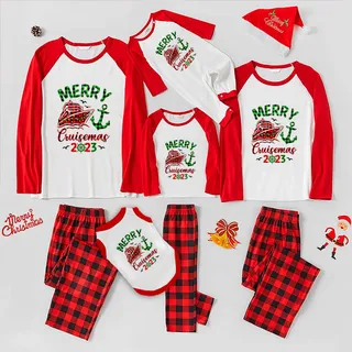Holiday Cruise Matching Family Pajamas Red Plaid 2023