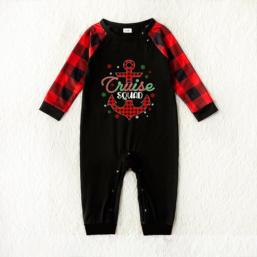Matching Family Cruise Squad Christmas Pajamas Black