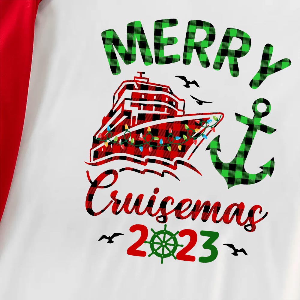 Holiday Cruise Matching Family Pajamas Red Plaid 2023