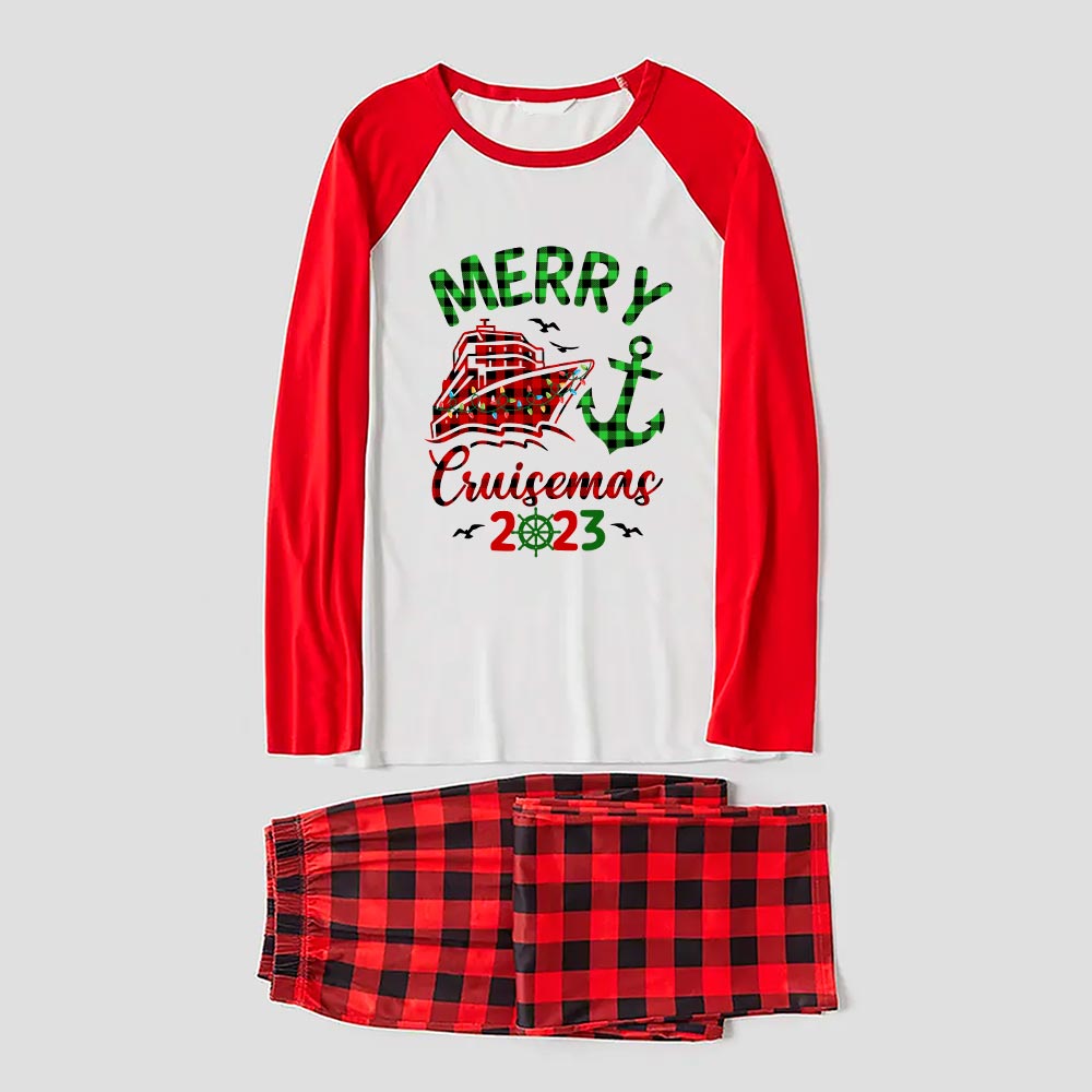 Holiday Cruise Matching Family Pajamas Red Plaid 2023