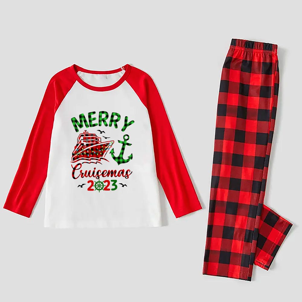 Holiday Cruise Matching Family Pajamas Red Plaid 2023